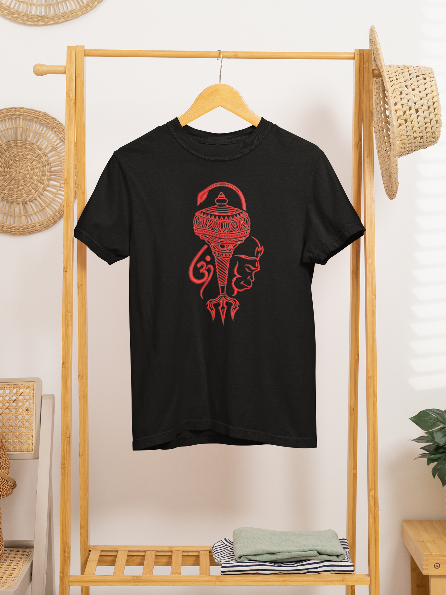 Hanuman Gada Trishul Embroidered T-shirt