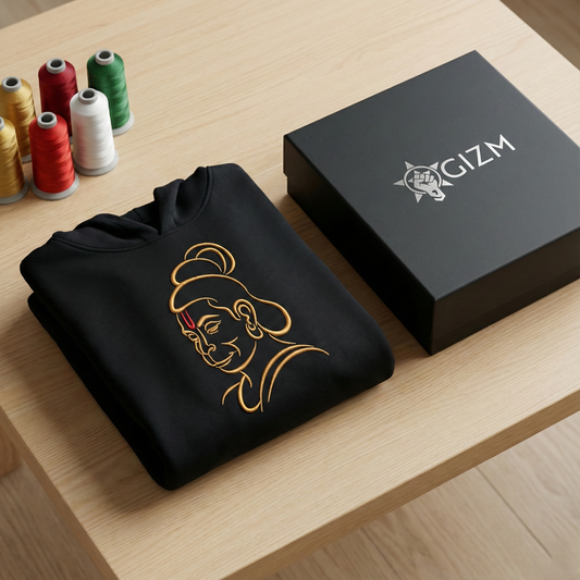 Hanuman Face Embroidered Hoodie