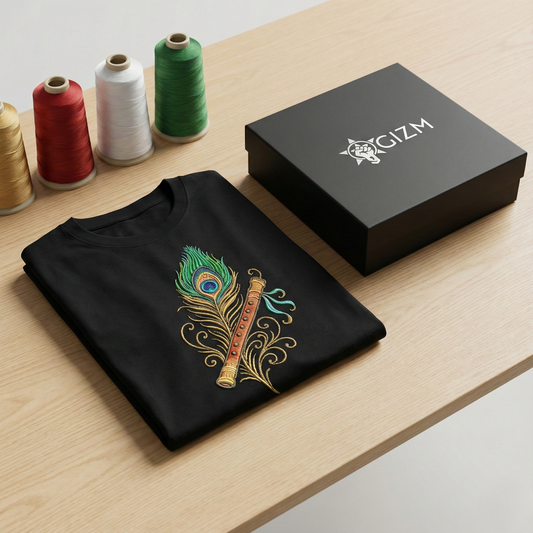Krishna Flute Embroidered T-shirt